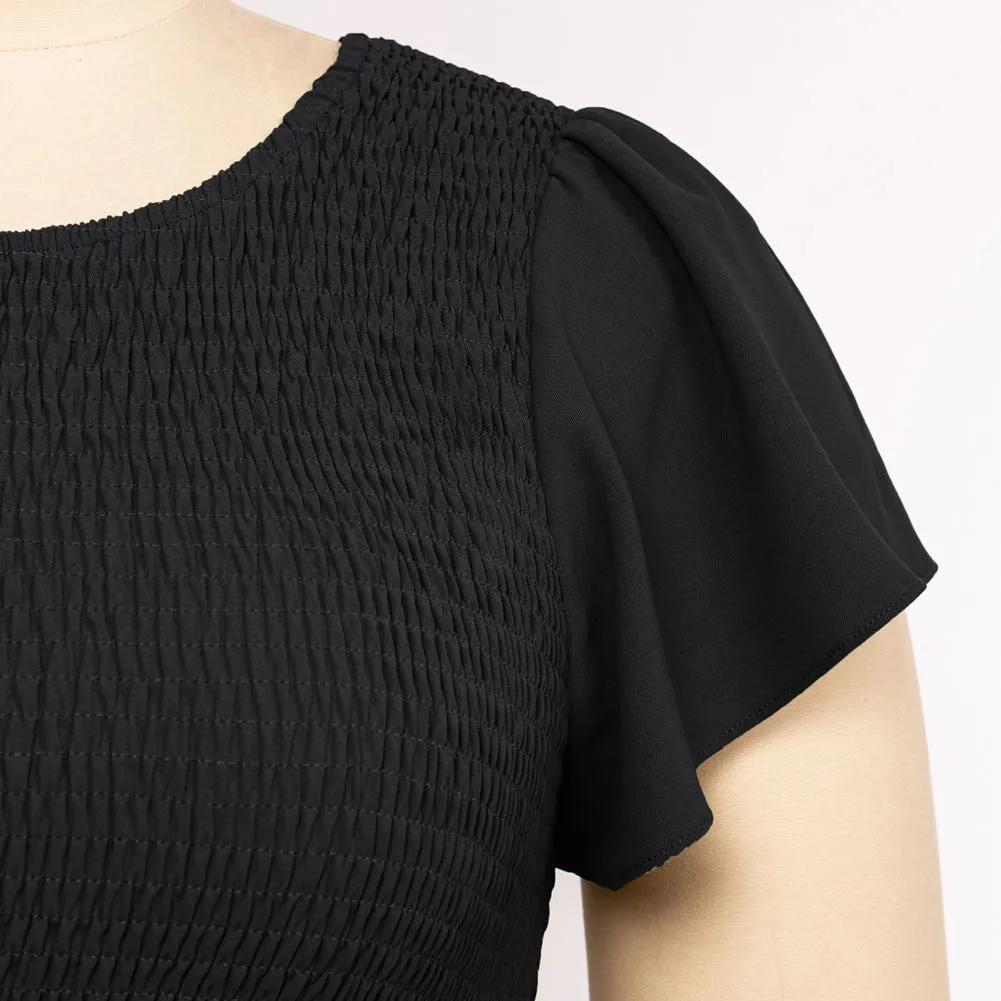 Plus Size Tiered Dress Short Sleeve Crew Neck A-Line Dress