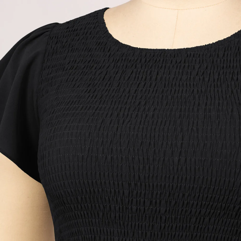 Plus Size Tiered Dress Short Sleeve Crew Neck A-Line Dress