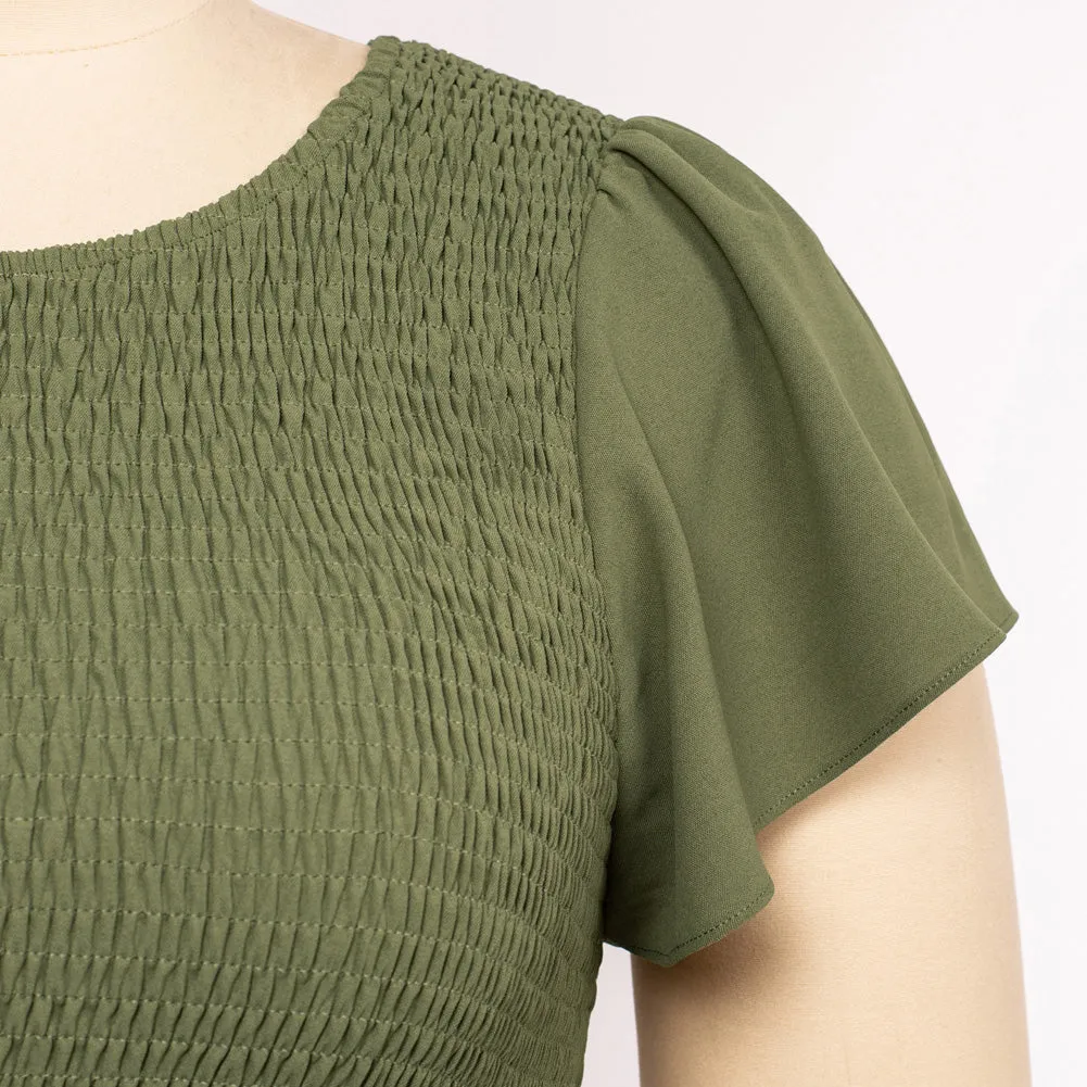 Plus Size Tiered Dress Short Sleeve Crew Neck A-Line Dress