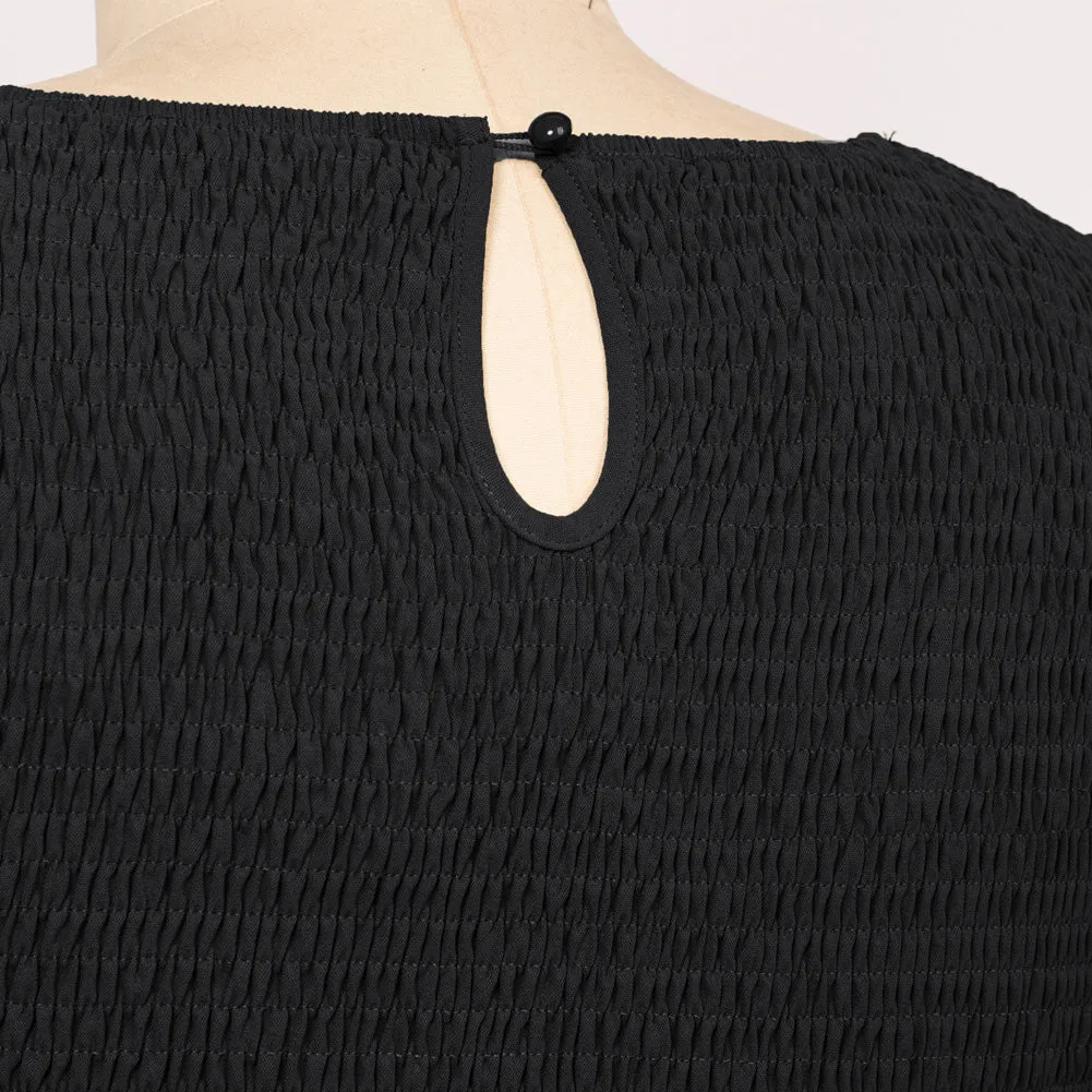 Plus Size Tiered Dress Short Sleeve Crew Neck A-Line Dress