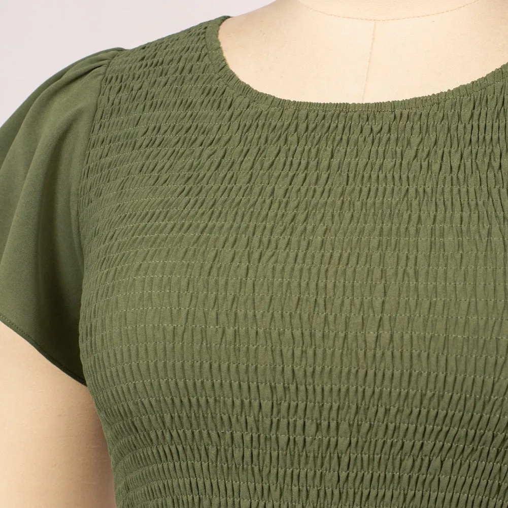 Plus Size Tiered Dress Short Sleeve Crew Neck A-Line Dress