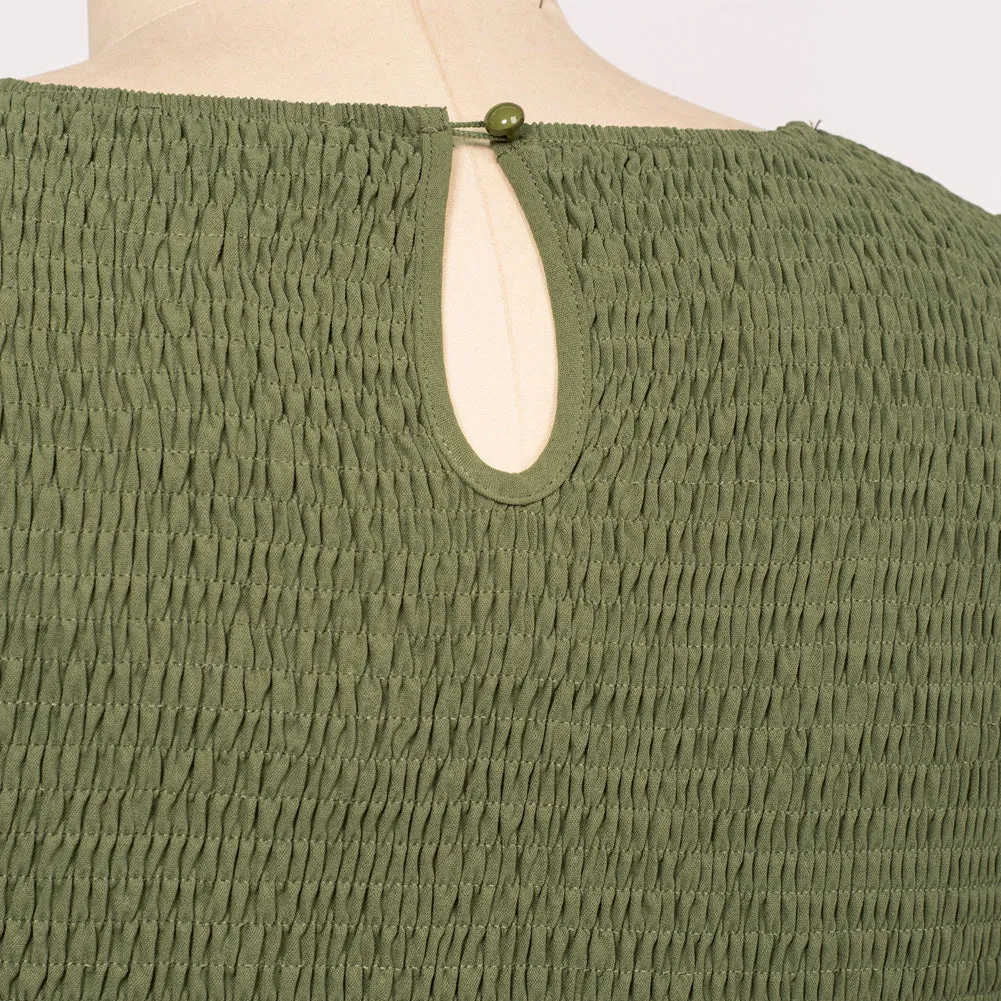 Plus Size Tiered Dress Short Sleeve Crew Neck A-Line Dress