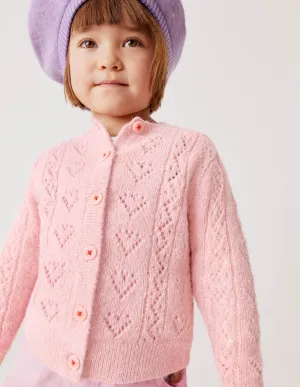 Pointelle Heart Cardigan-Boto Pink