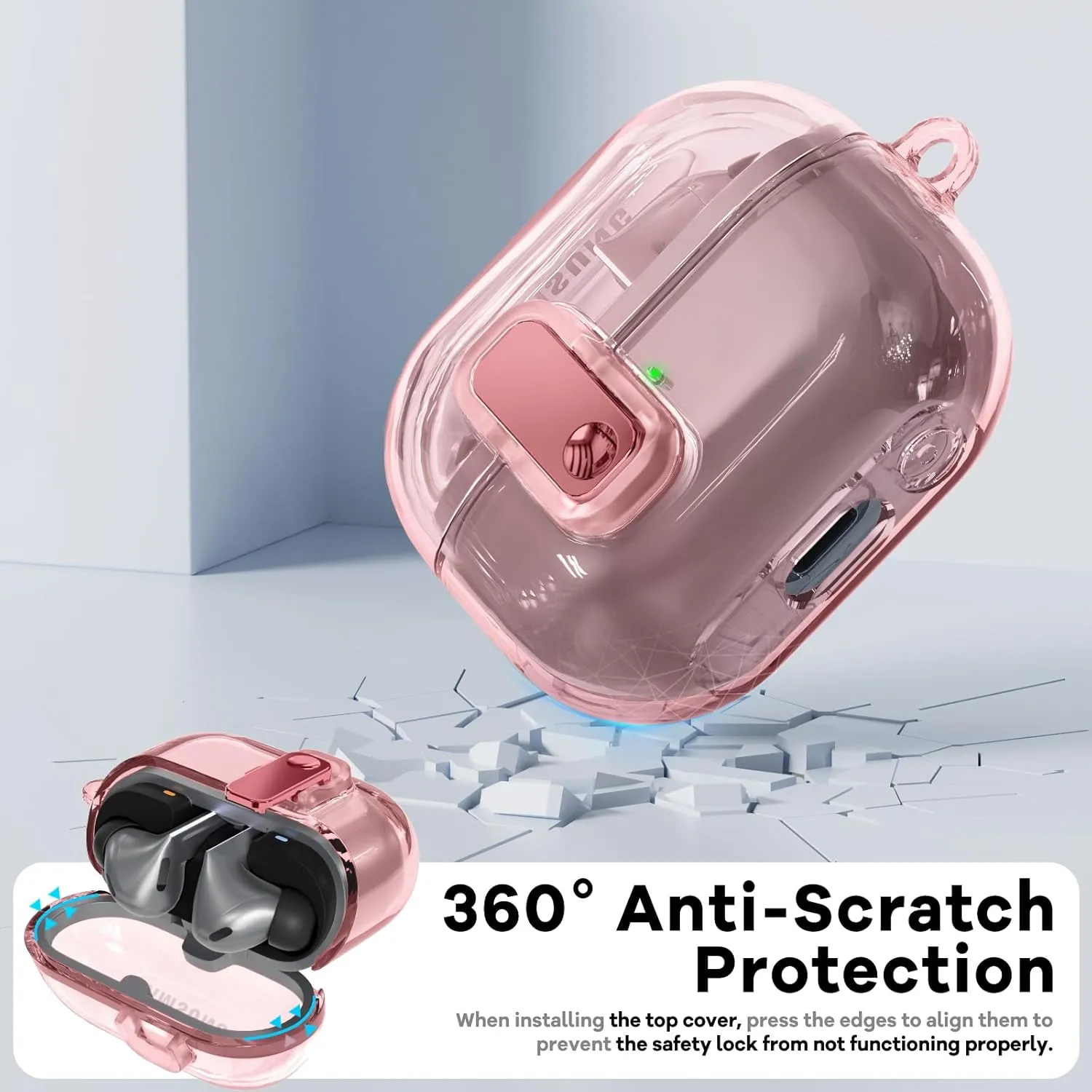 PolislimeLockable Housing for Samsung Galaxy Buds 3 Case/Galaxy Buds 3 Pro Case,Compatible with Galaxy Buds Pro 3 Cases Flexible TPU Clear Cases and Cleaner Kit Accessories for Men for Women (Pink)