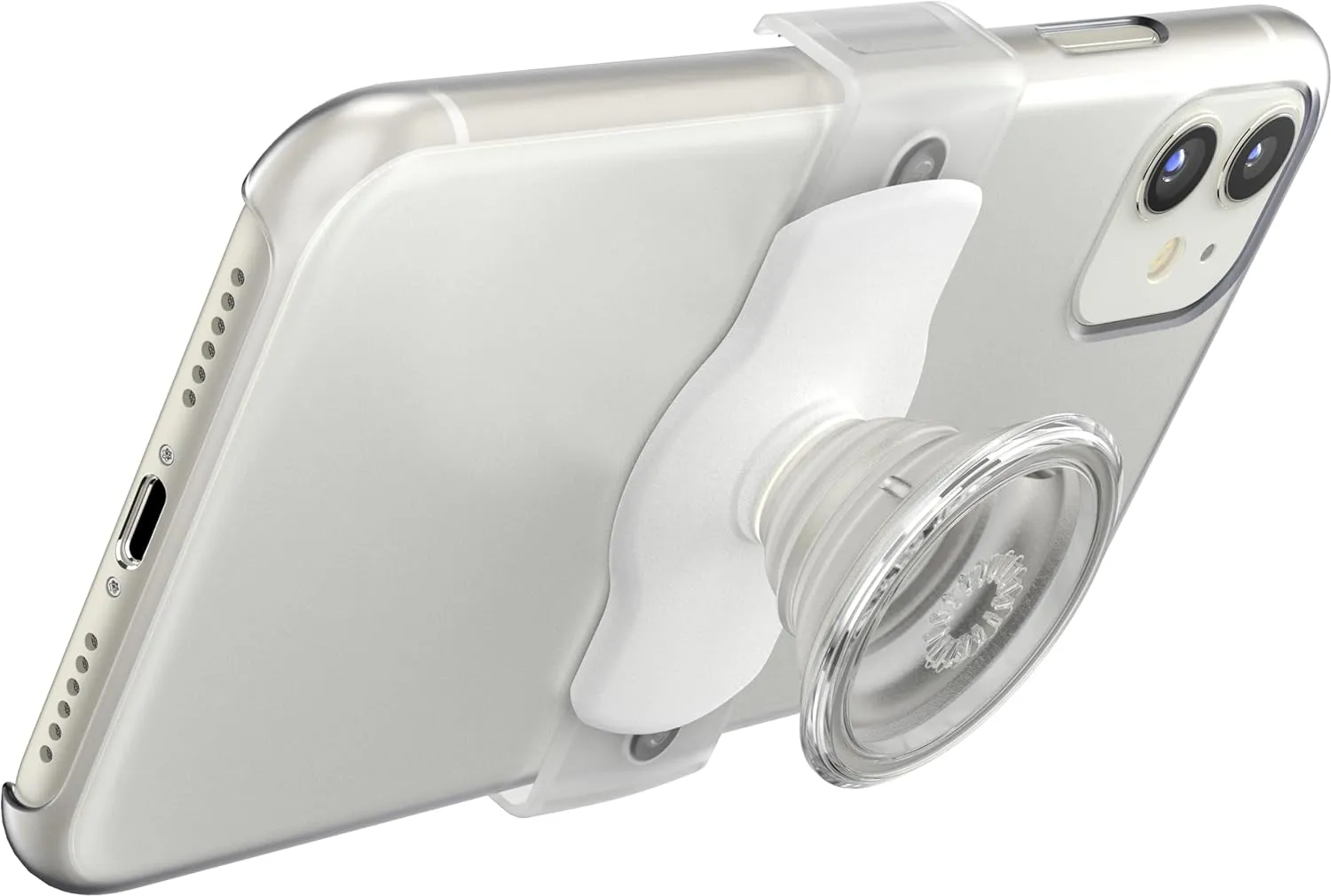 PopSockets Phone Grip Slide for Phones and Cases, Sliding Phone Grip with Expanding Kickstand - White and Clear