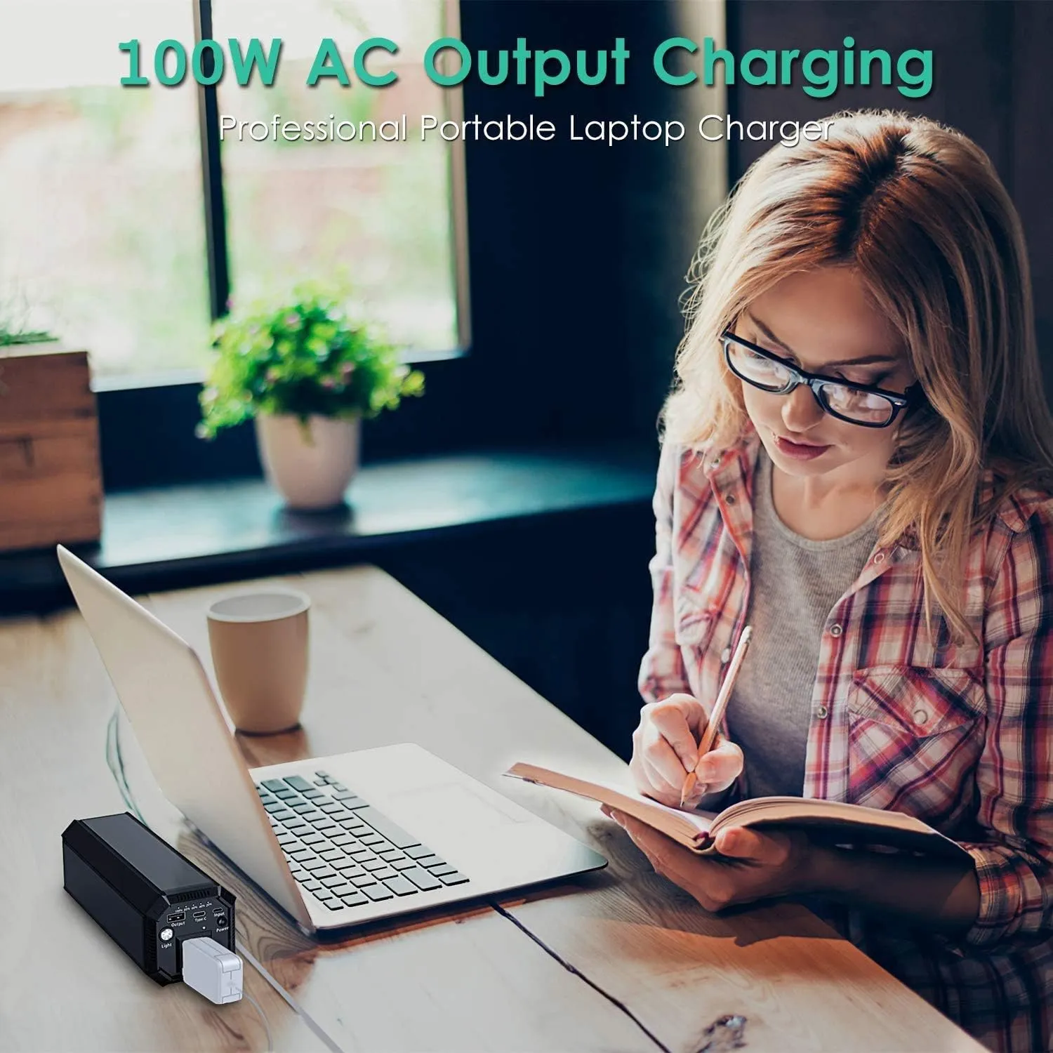 Portable Laptop Charger, 31200 mAh High Capacity USB C Power Bank with 100W AC Outlet, Fast Charging External Battery Pack Compatible with MacBook, iPhone, HP, Dell, Lenovo and More (N5)