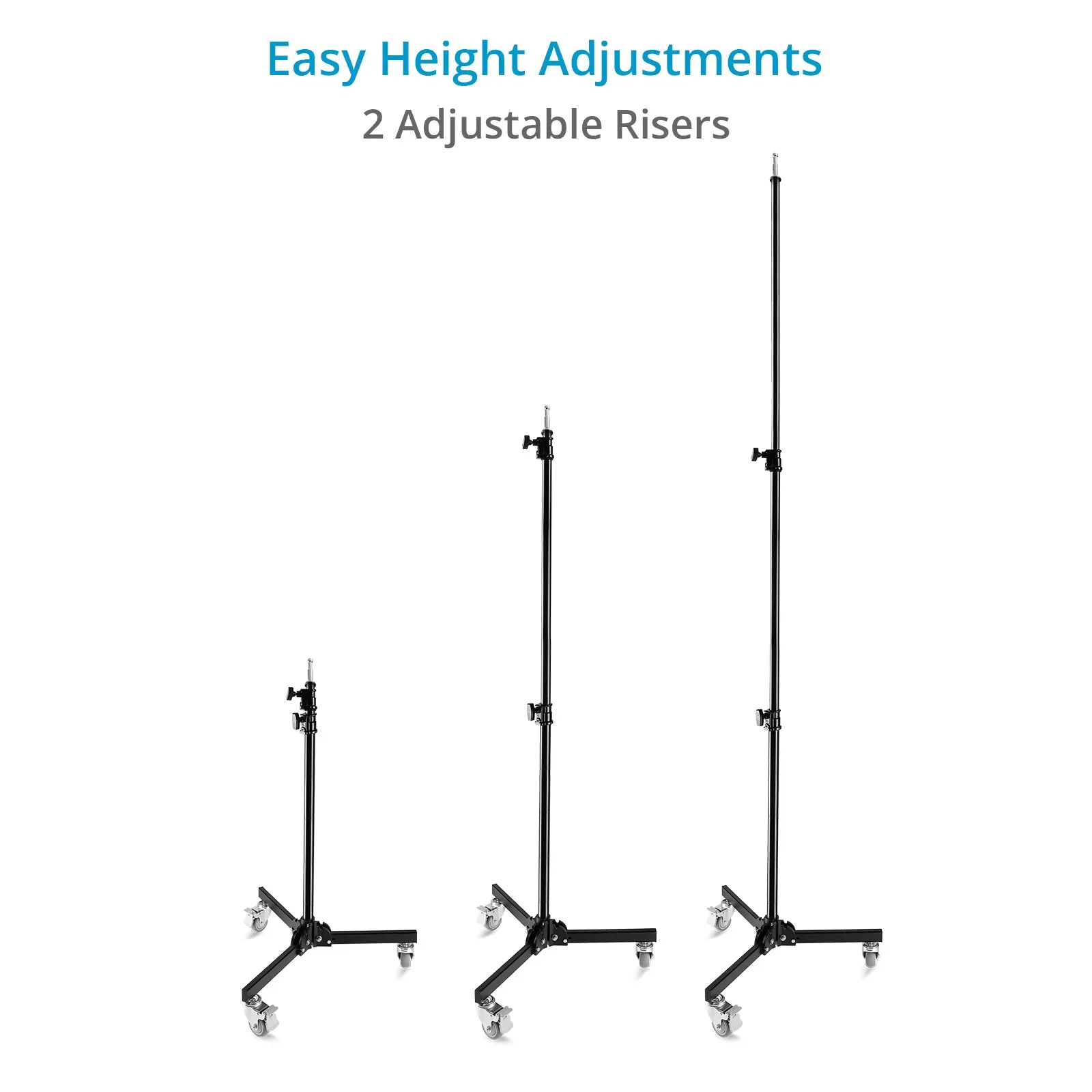 Proaim 5/8 Folding Wheel Base Stand for Lights & Studio Photography | Max. Height: 8.6 Feet