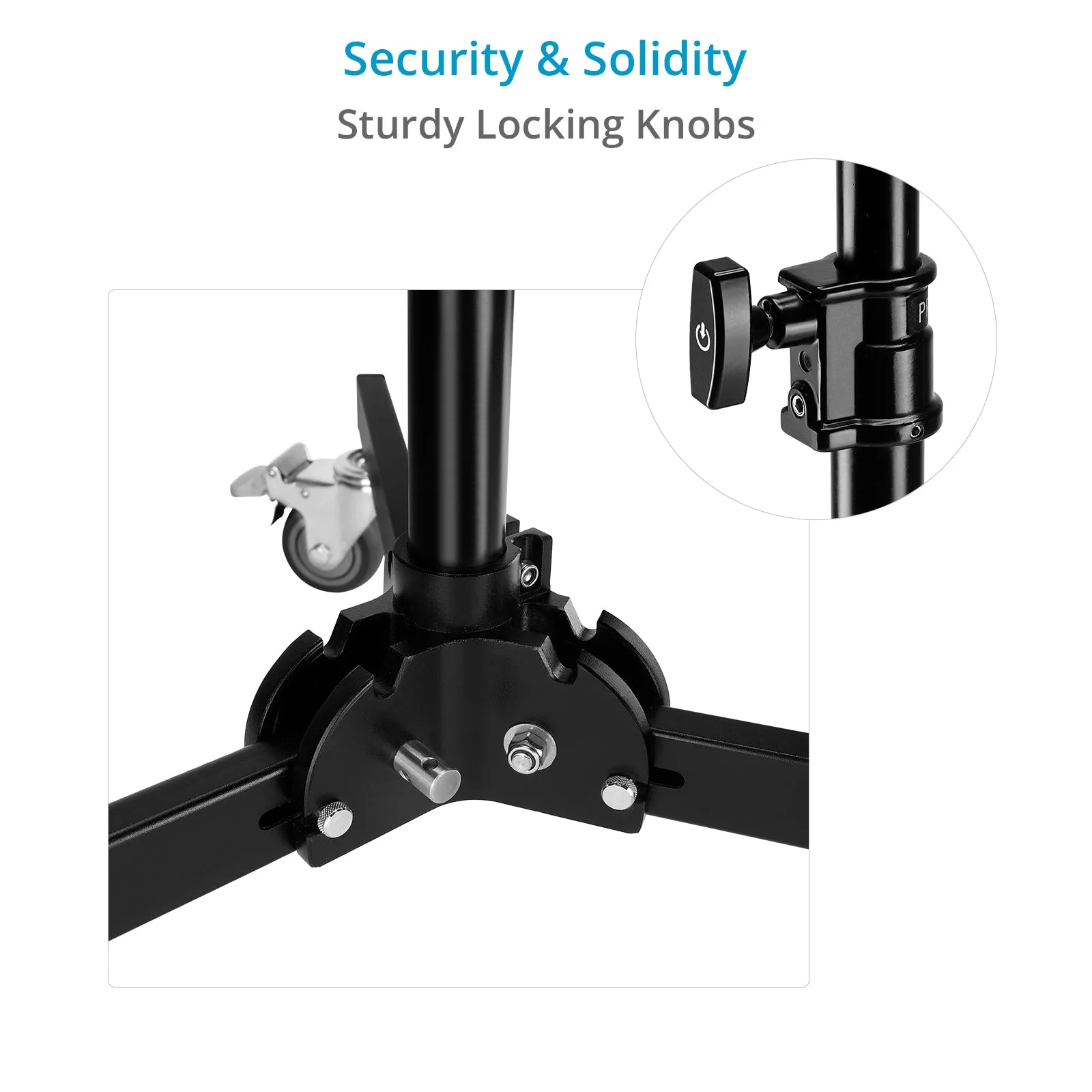 Proaim 5/8 Folding Wheel Base Stand for Lights & Studio Photography | Max. Height: 8.6 Feet
