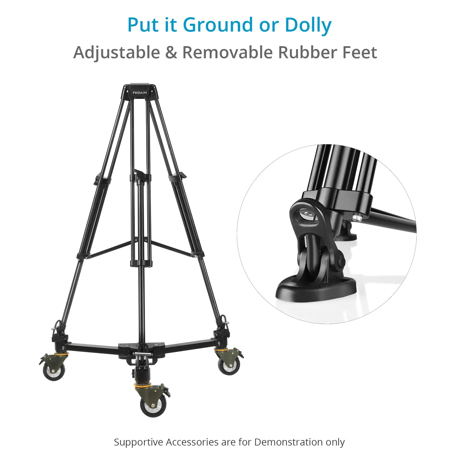 Proaim 75mm Camera Tripod Stand with Tripod Shoes| Payload - 35kg/70lb