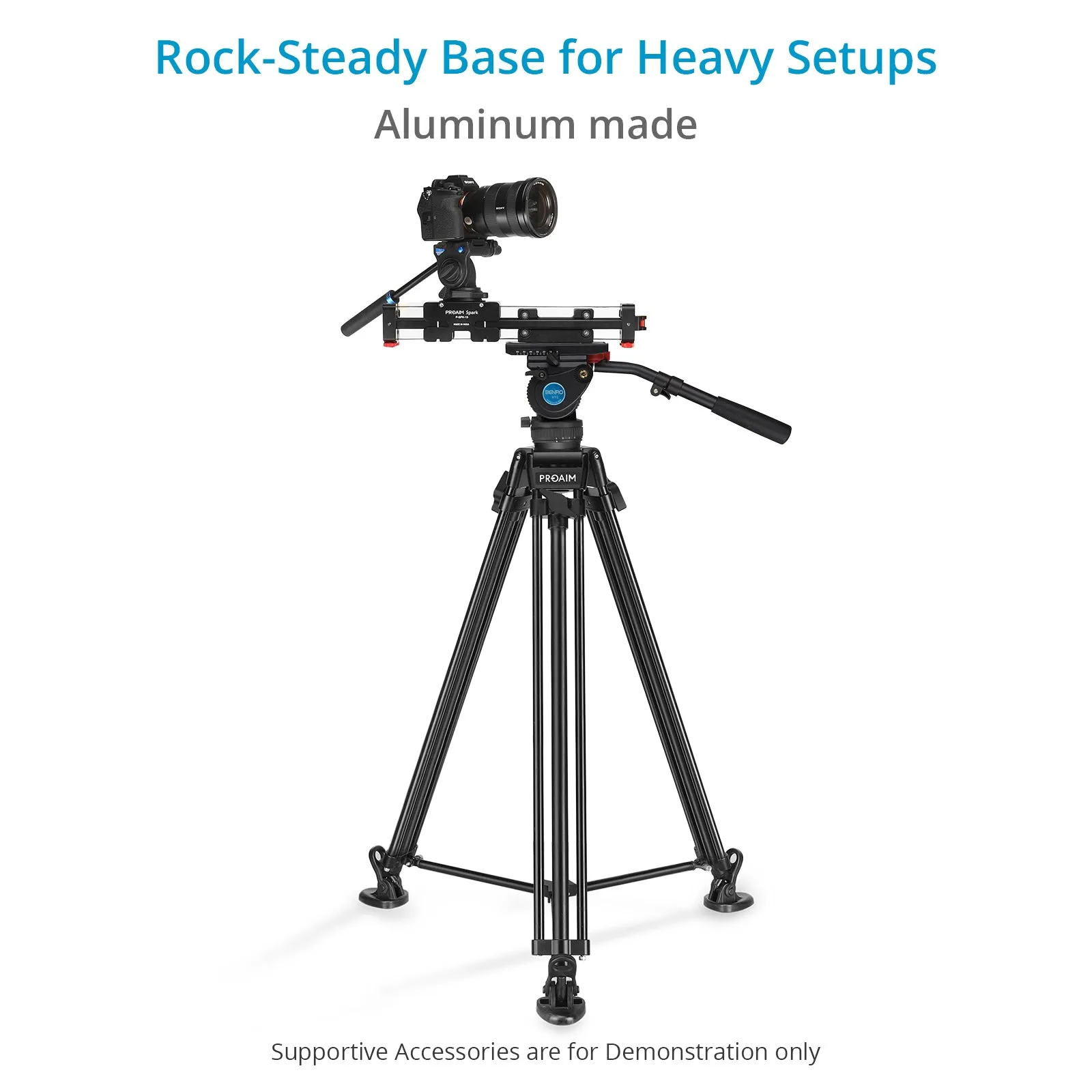 Proaim 75mm Camera Tripod Stand with Tripod Shoes| Payload - 35kg/70lb