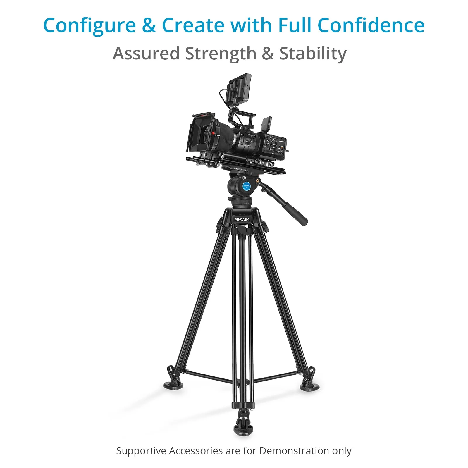 Proaim 75mm Camera Tripod Stand with Tripod Shoes| Payload - 35kg/70lb