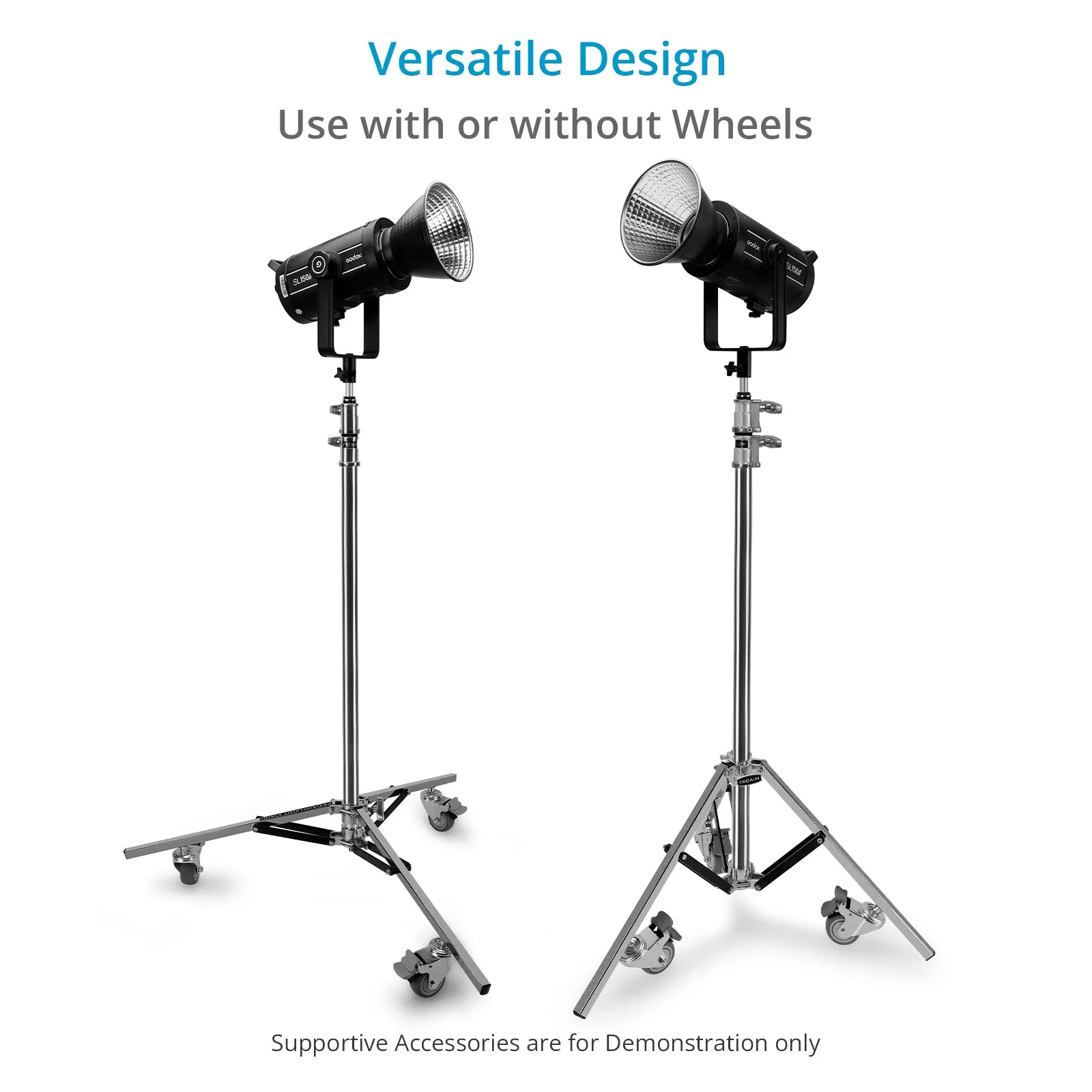 Proaim Baby 5/8 Jr. Roller Support Stand w Wheels for Studio, Photography | Max. Height: 9.5 Feet