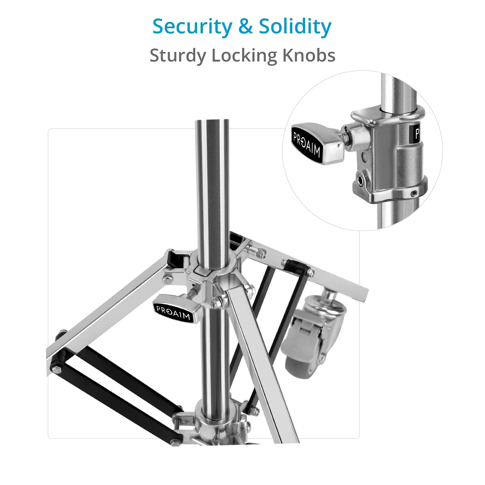 Proaim Baby 5/8 Jr. Roller Support Stand w Wheels for Studio, Photography | Max. Height: 9.5 Feet
