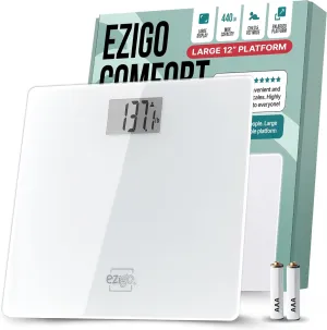 Professional Bathroom Scale for Body Weight with X-Large Platform Accurate Body Weight Scale for Adults, Seniors and Pets, 12-inch 30cm Platform, High Capacity 440lb/200kg, White
