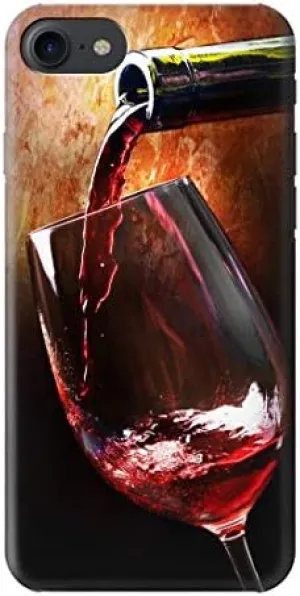 R2396 Red Wine Bottle and Glass Case Cover for iPhone 7, iPhone 8, iPhone SE (2020), iPhone SE 3 (2022)