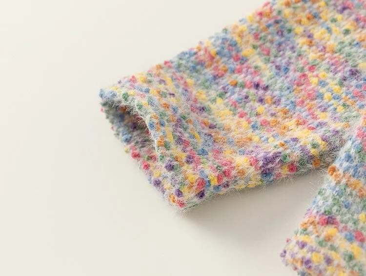 Rainbow Multi-Color Knit Kids Cardigan