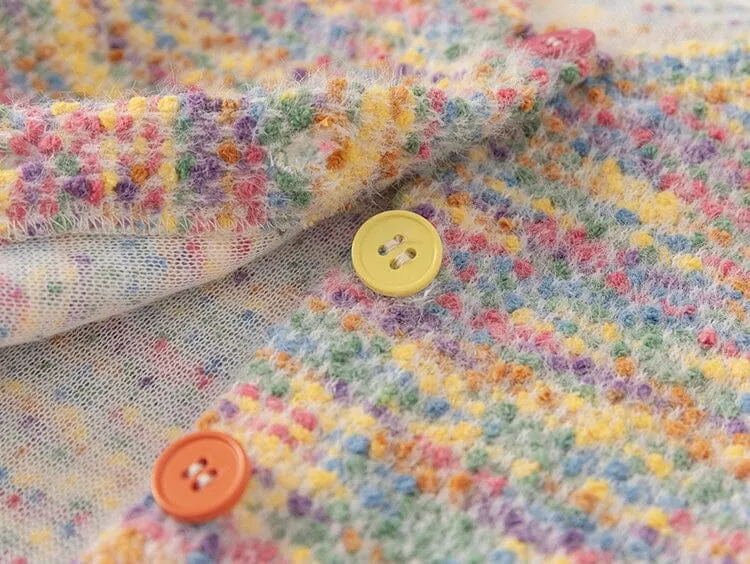 Rainbow Multi-Color Knit Kids Cardigan