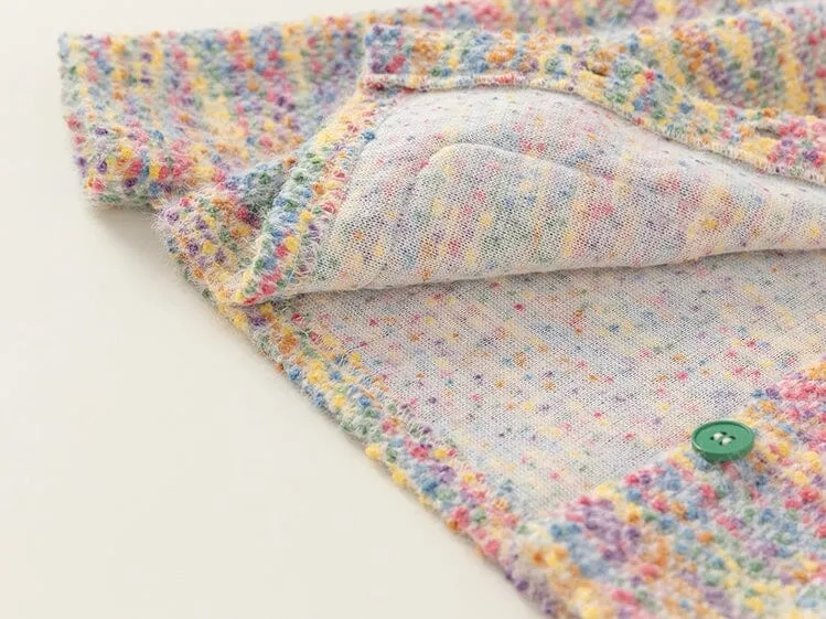 Rainbow Multi-Color Knit Kids Cardigan