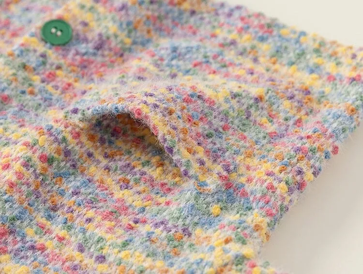 Rainbow Multi-Color Knit Kids Cardigan