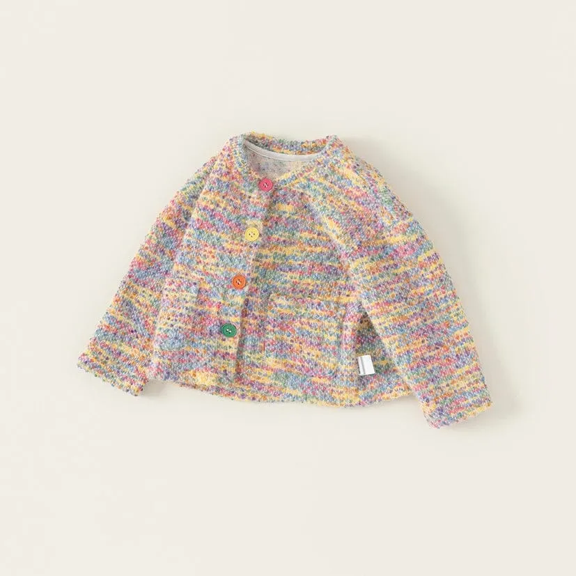 Rainbow Multi-Color Knit Kids Cardigan