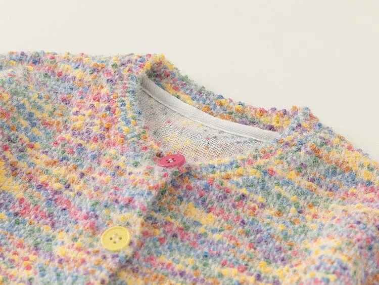 Rainbow Multi-Color Knit Kids Cardigan