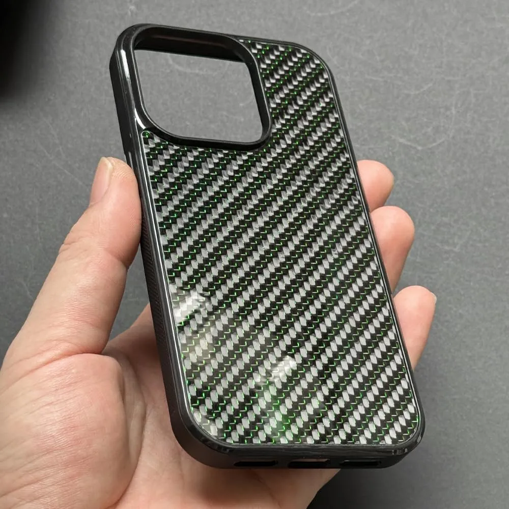Real Forged Carbon Fiber Phone Case for iPhone X, Screen and Camera Protection, Wide Compatibility, Magnetic Wireless Charging Anti-Fall Protective Mobile Case for MagSafe (Gold)