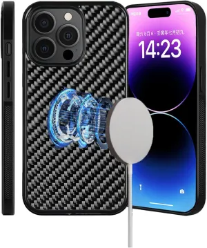 Real Forged Carbon Fiber Phone Case for iPhone X, Seamless Charging, Screen and Camera Protection, Magnetic Wireless Charging Anti-Fall Protective Mobile Case for MagSafe (Black)