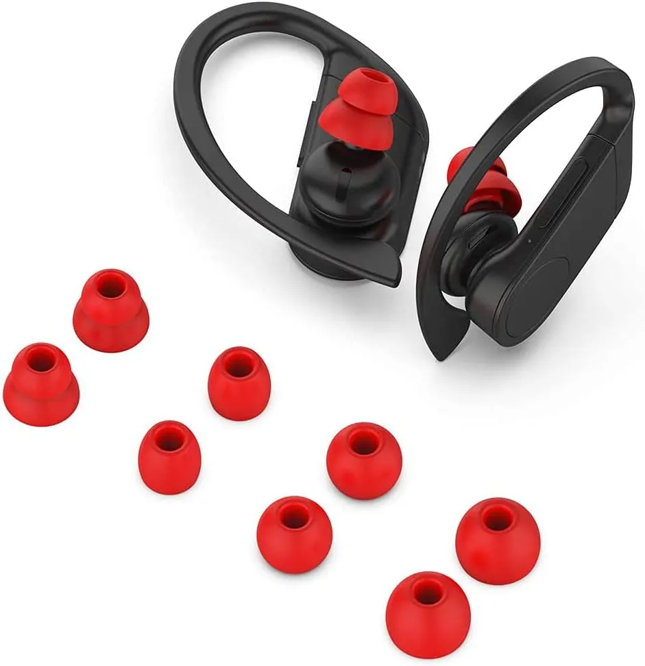 Replacement Silicone Earbuds Ear Tips Eargels Buds Set Compatible with Beats by Dr. Dre Powerbeats Pro Wireless in-Ear Earphones (4 Pairs/Lava Red)