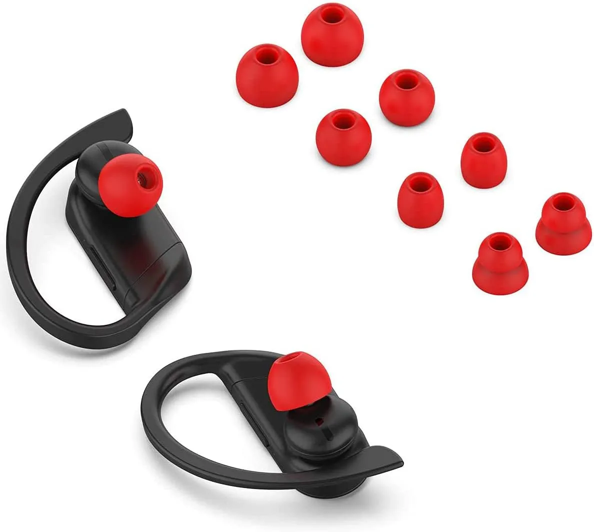 Replacement Silicone Earbuds Ear Tips Eargels Buds Set Compatible with Beats by Dr. Dre Powerbeats Pro Wireless in-Ear Earphones (4 Pairs/Lava Red)