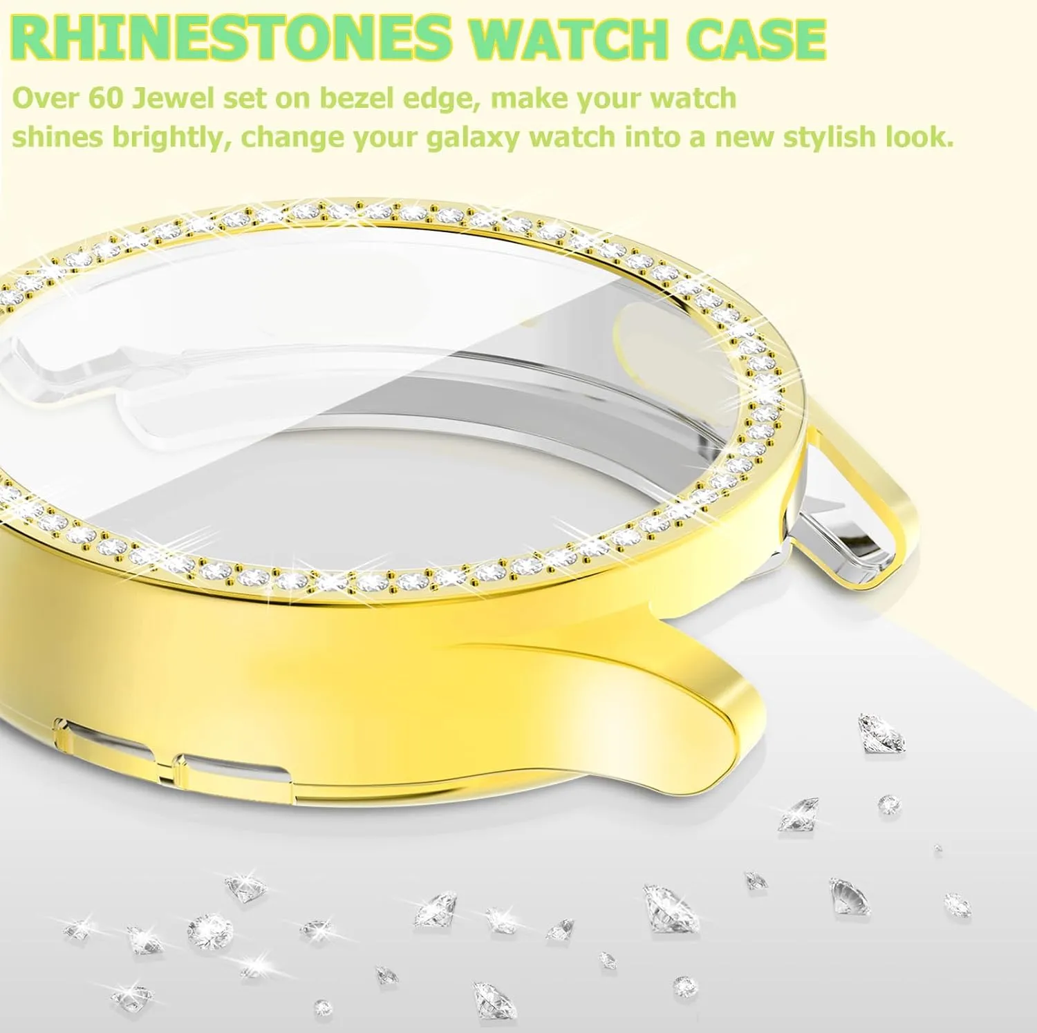 RICHONE [12Pack] Bling Screen Protector Compatible with Samsung Galaxy Watch 7 44mm 2024, Rhinestone Full Protection Flexible TPU Cases Anti Scratch Watch Bumper Cover for Galaxy Watch7 (44MM)