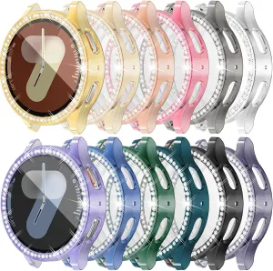 RICHONE [12Pack] Bling Screen Protector Compatible with Samsung Galaxy Watch 7 44mm 2024, Rhinestone Full Protection Flexible TPU Cases Anti Scratch Watch Bumper Cover for Galaxy Watch7 (44MM)