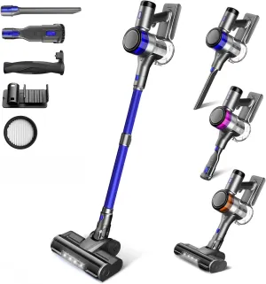 S9X Vacuum Cleaners for Home, 400W 45KPa 55 Mins Runtime Cordless Vacuum Cleaner, Smart Induction Auto-Adjustment Stick Vacuum, Rechargeable Battery Vacuum Cordless for Carpet Floor Pet Hair (Navy)