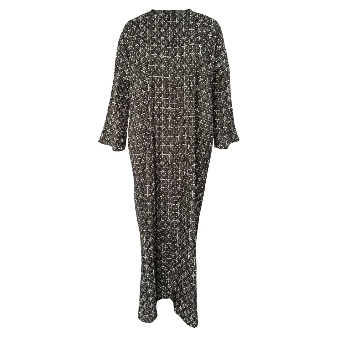Saffron Pleated Kaftan - Black