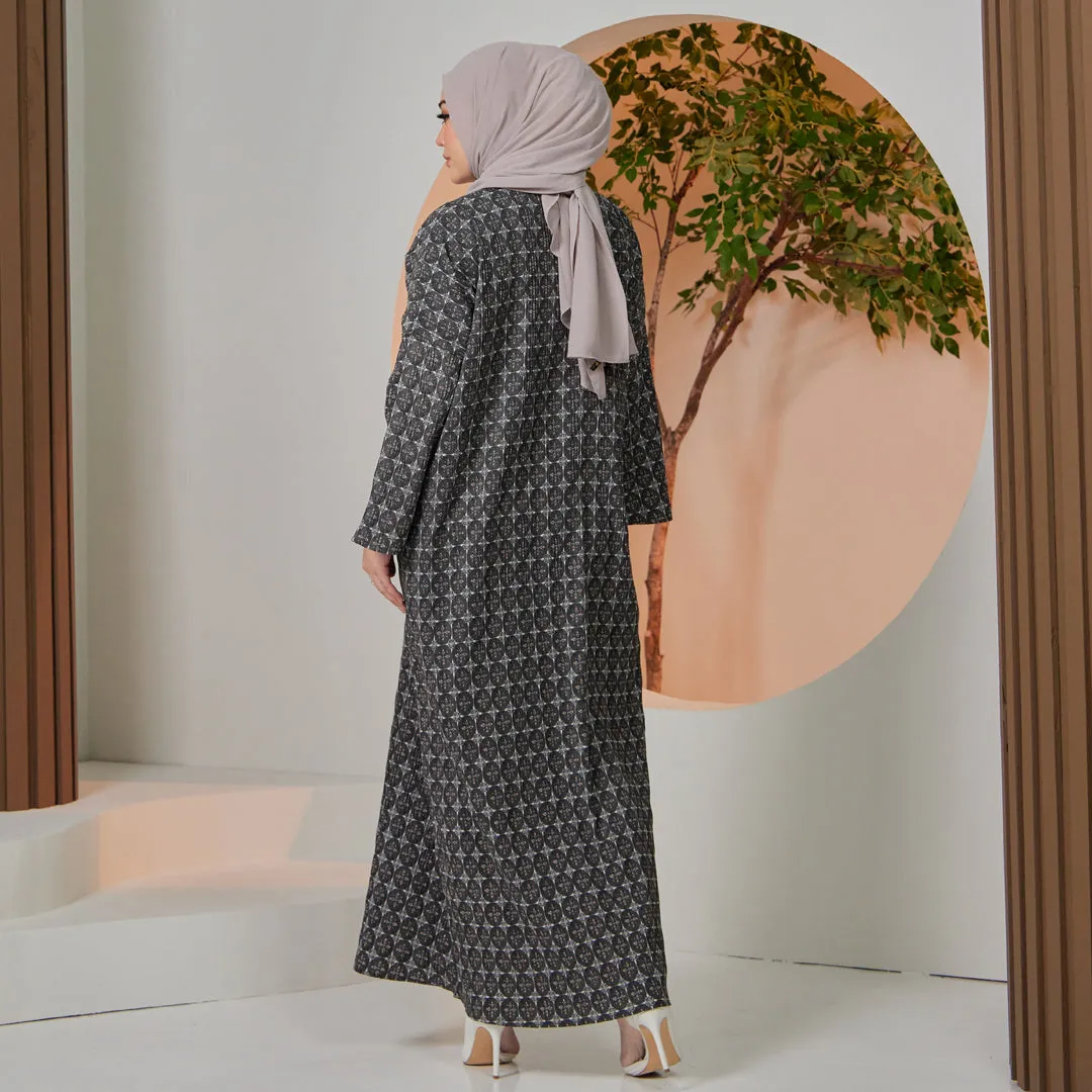 Saffron Pleated Kaftan - Black