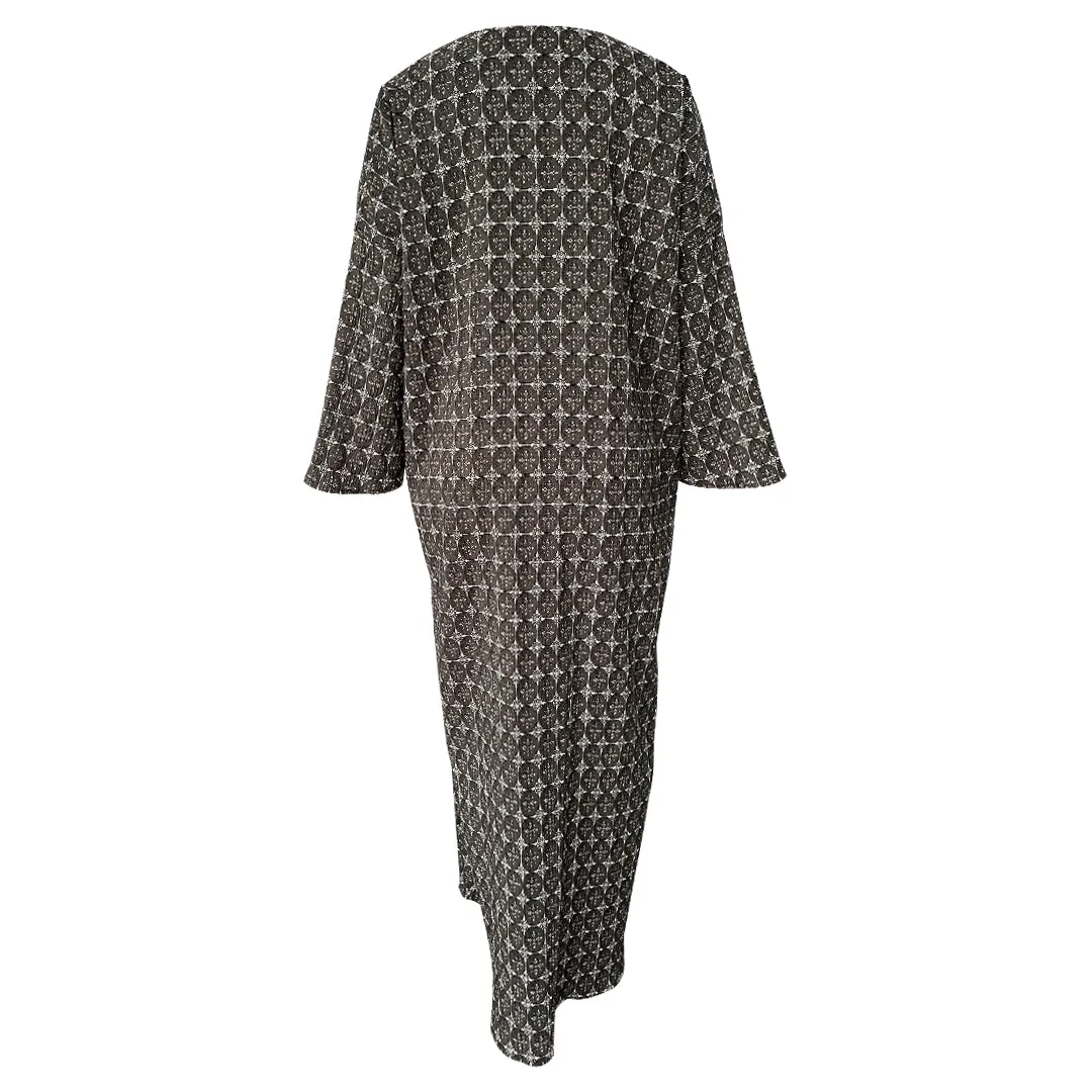 Saffron Pleated Kaftan - Black