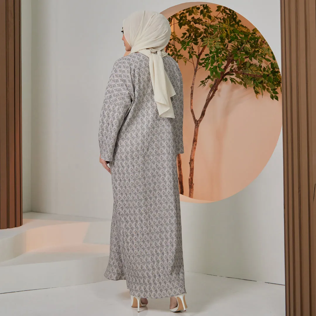 Saffron Pleated Kaftan - Grey