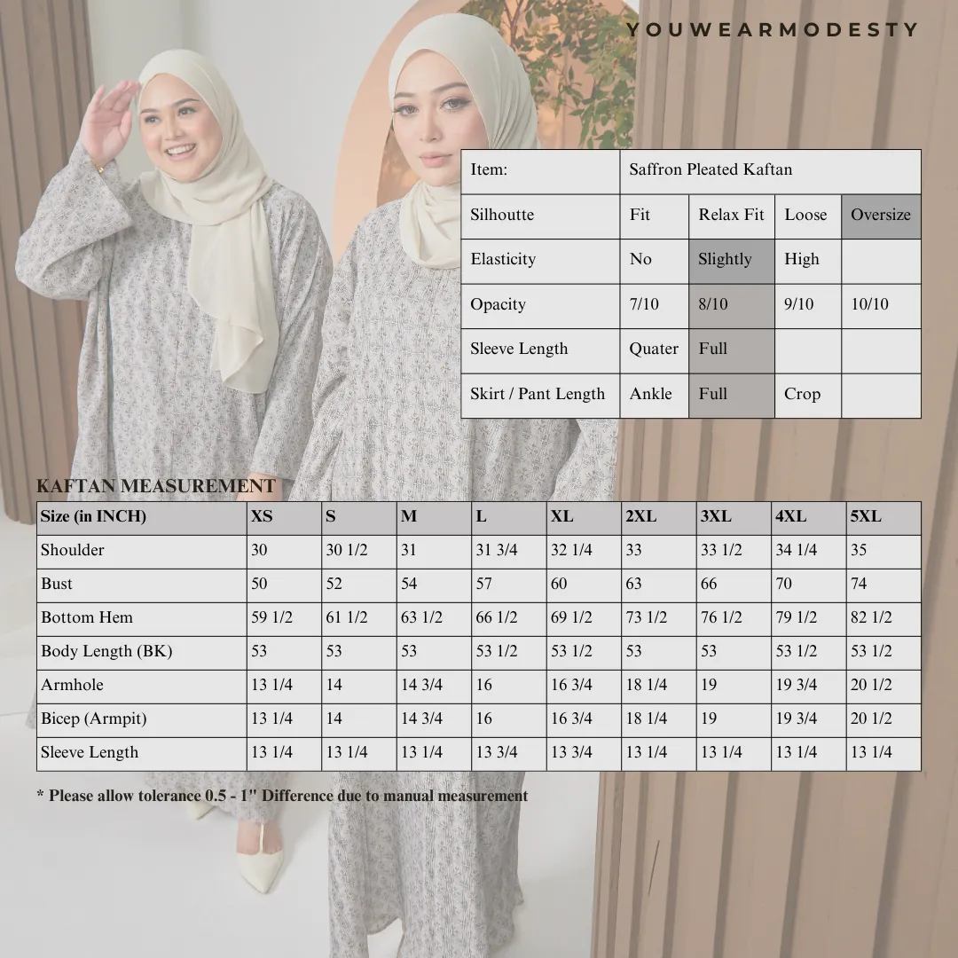 Saffron Pleated Kaftan - Grey