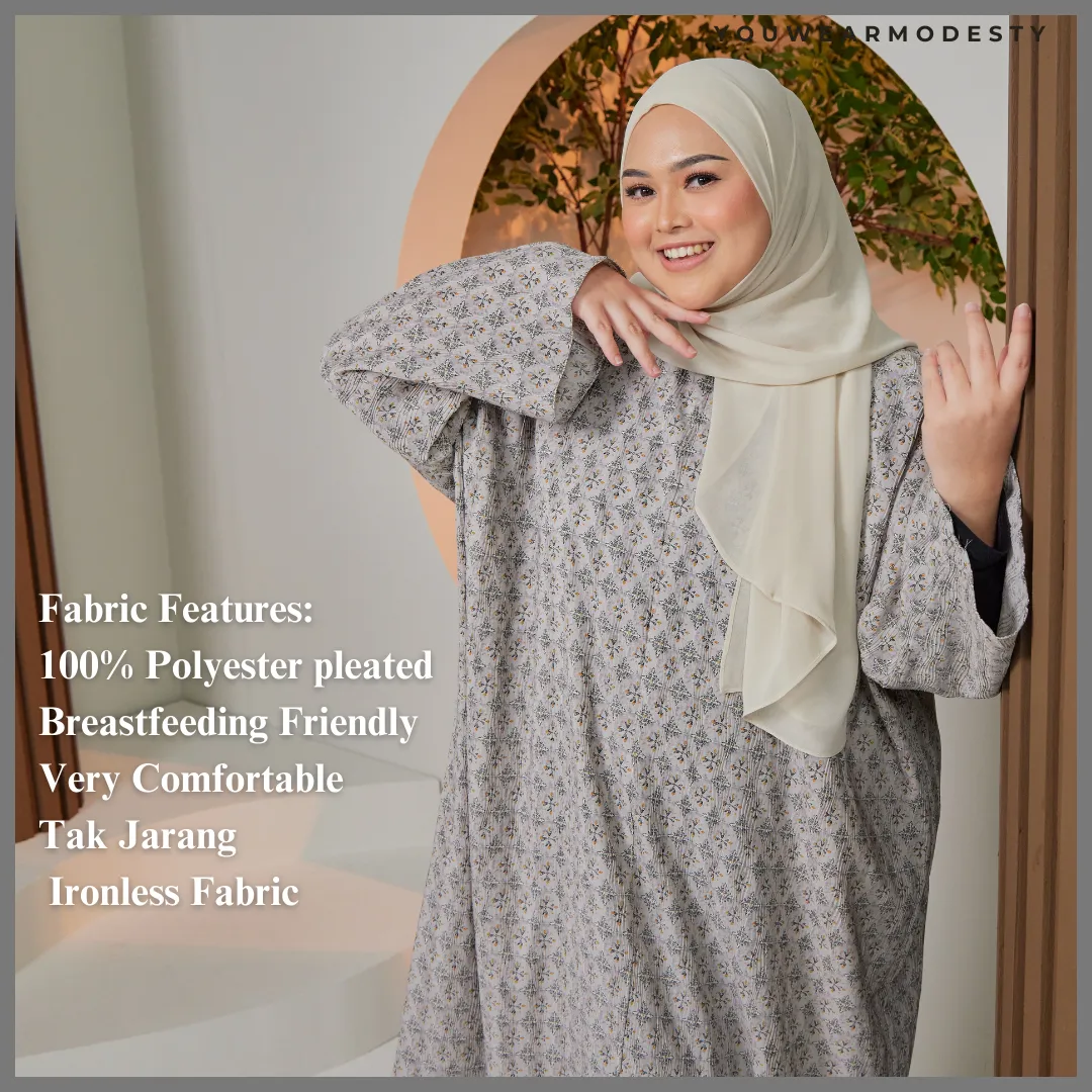 Saffron Pleated Kaftan - Grey