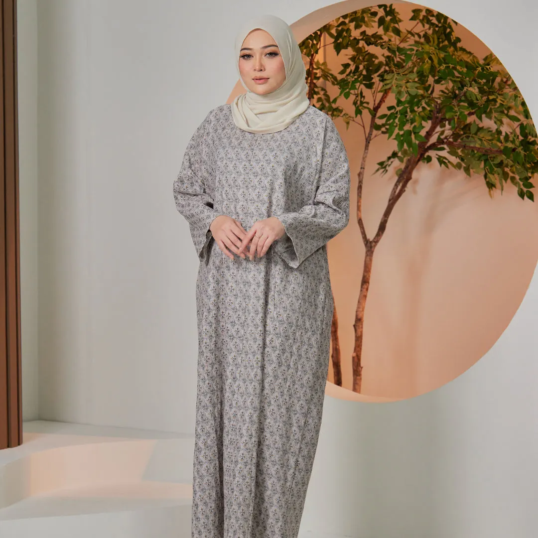 Saffron Pleated Kaftan - Grey