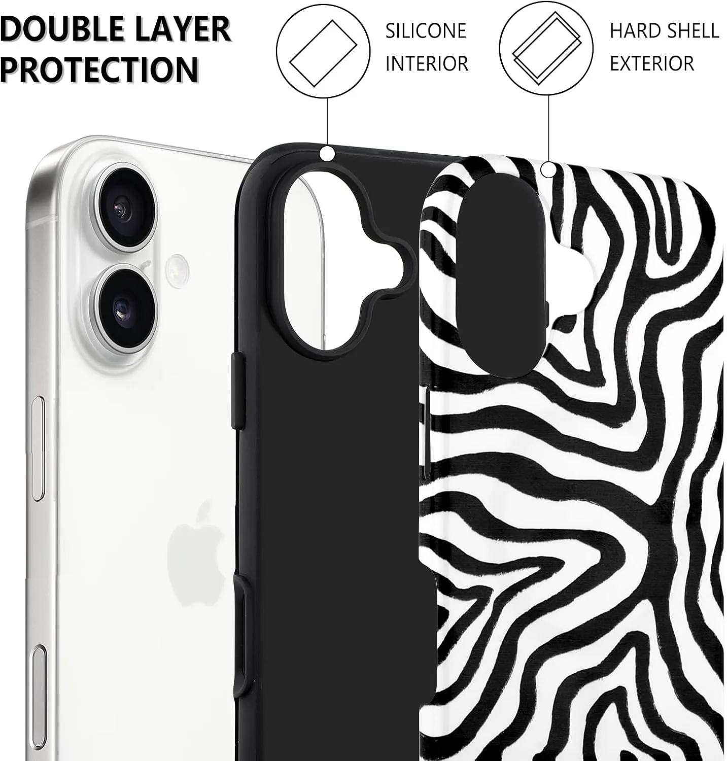 SAKUULO Magnetic for iPhone 16 Black Ocean Waves Print Pattern [Compatible with MagSafe] Wireless Charge Strengthen Protection Cover, Black Ocean Waves (6.1")