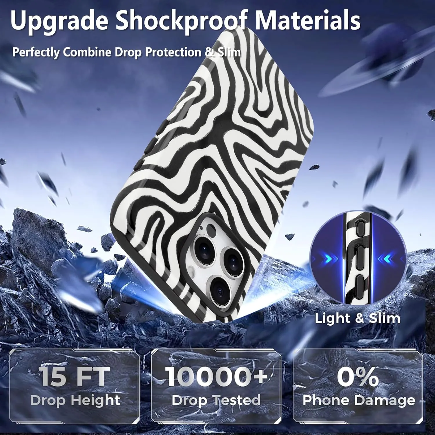 SAKUULO Magnetic for iPhone 16 Pro Max Black Ocean Waves Print Pattern [Compatible with MagSafe] Wireless Charge Strengthen Protection Cover, Black Ocean Waves (6.9")