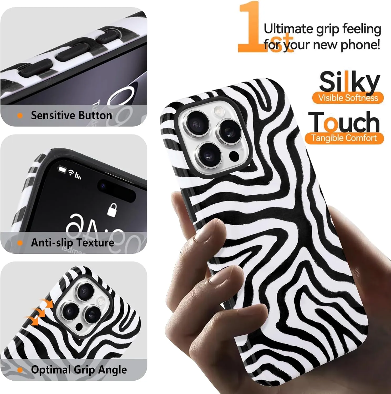 SAKUULO Magnetic for iPhone 16 Pro Max Black Ocean Waves Print Pattern [Compatible with MagSafe] Wireless Charge Strengthen Protection Cover, Black Ocean Waves (6.9")
