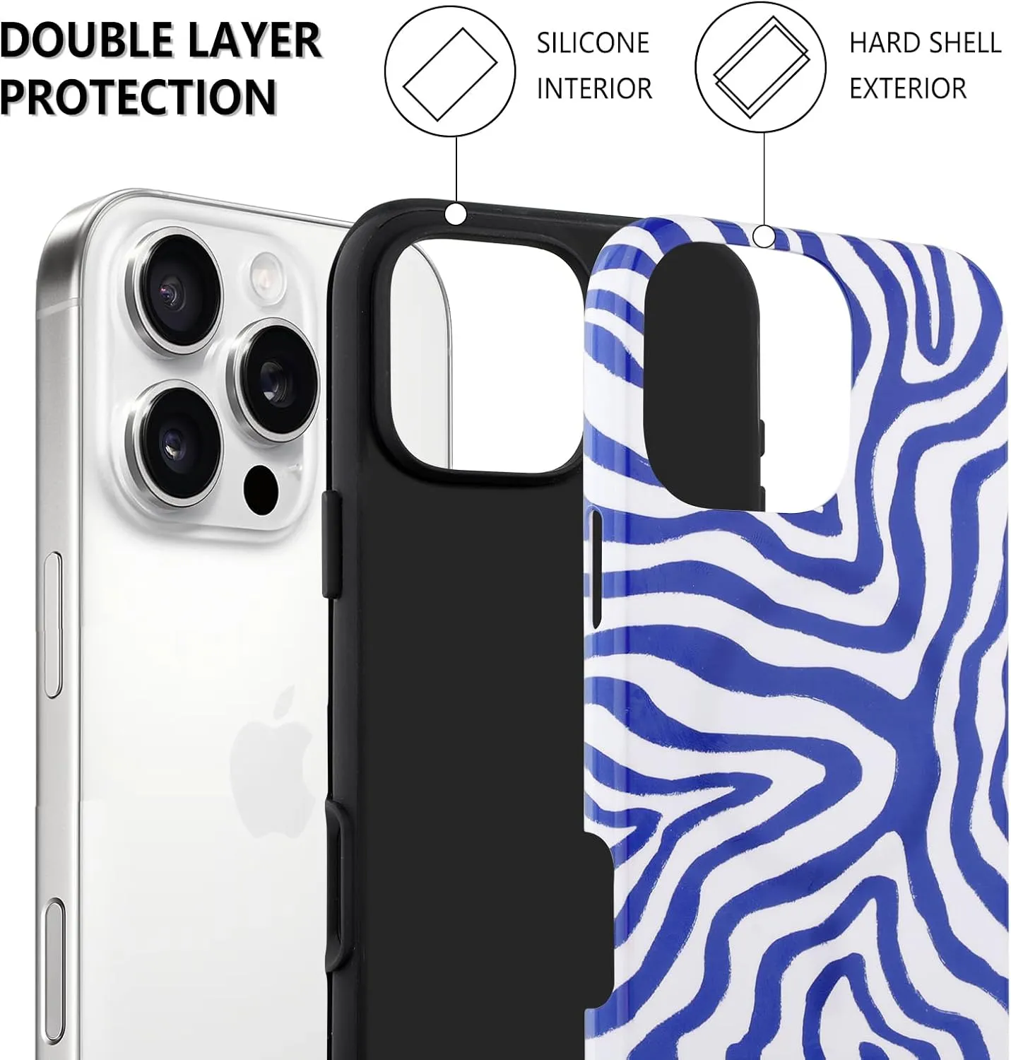 SAKUULO Magnetic for iPhone 16 Pro Max Blue Ocean Waves Print Pattern [Compatible with MagSafe] Wireless Charge Strengthen Protection Cover, Blue Ocean Waves (6.9")