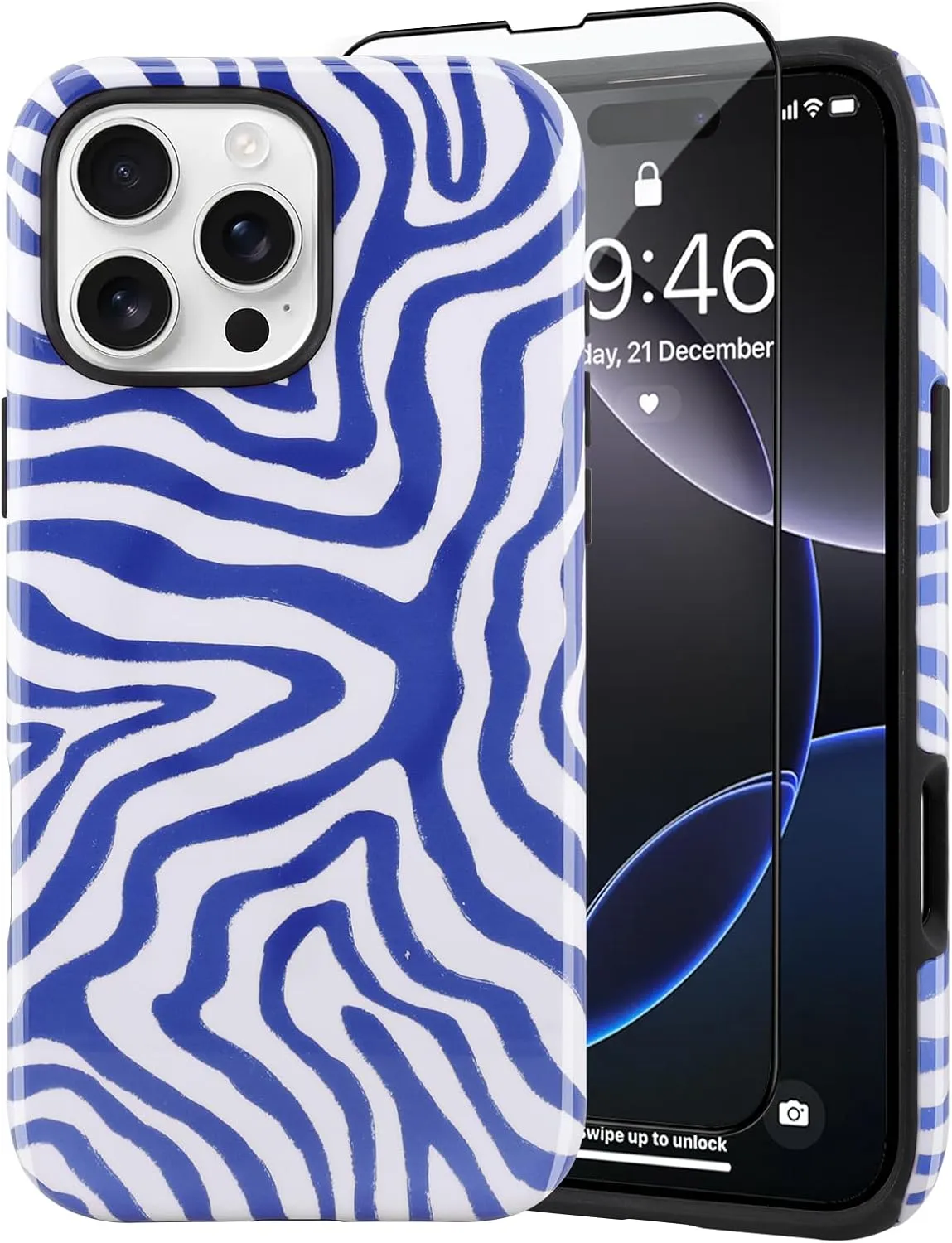 SAKUULO Magnetic for iPhone 16 Pro Max Blue Ocean Waves Print Pattern [Compatible with MagSafe] Wireless Charge Strengthen Protection Cover, Blue Ocean Waves (6.9")