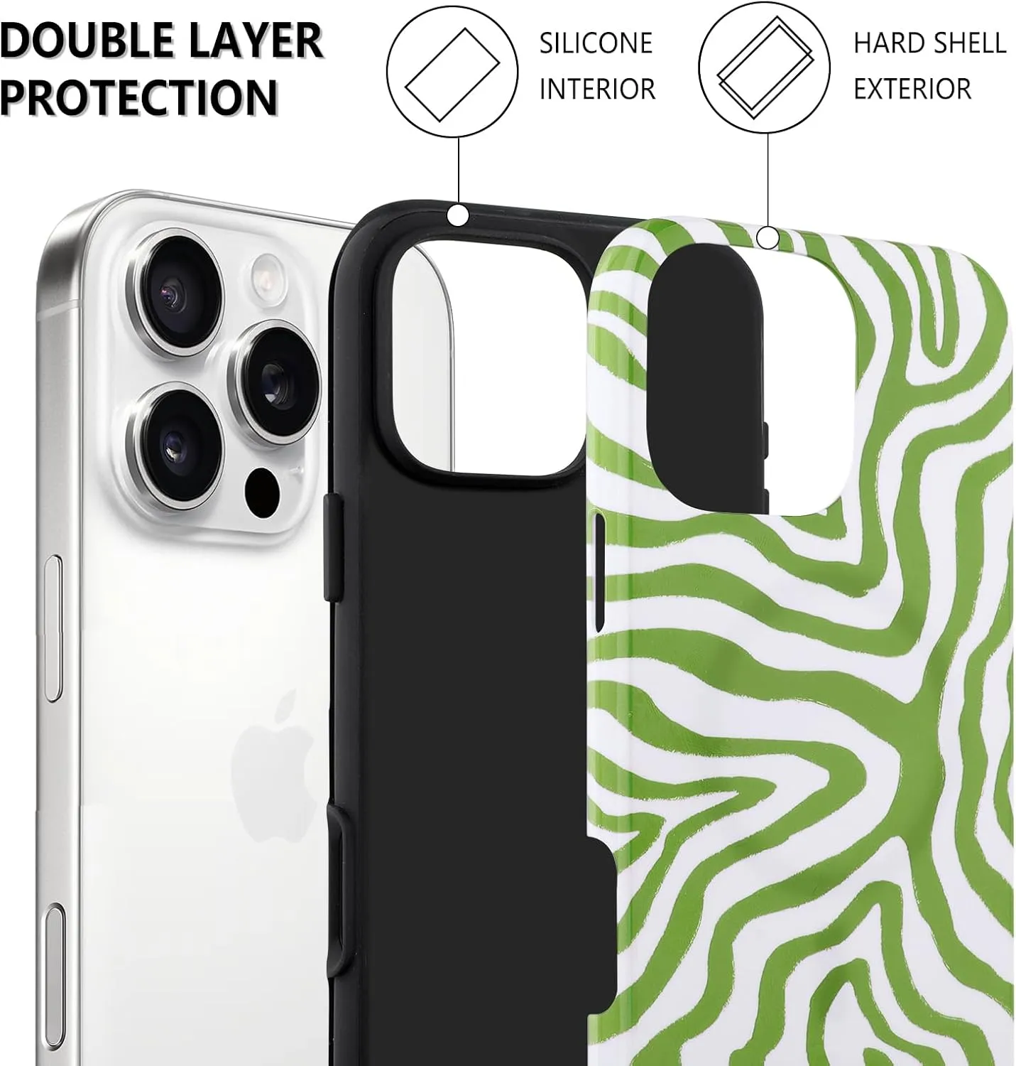 SAKUULO Magnetic for iPhone 16 Pro Max Green Ocean Waves Print Pattern [Compatible with MagSafe] Wireless Charge Strengthen Protection Cover, Green Ocean Waves (6.9")