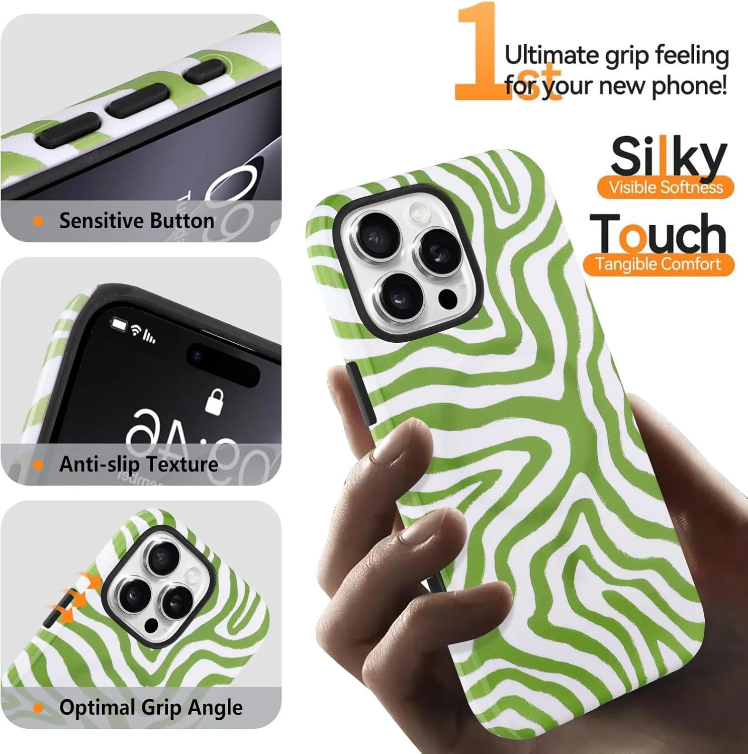 SAKUULO Magnetic for iPhone 16 Pro Max Green Ocean Waves Print Pattern [Compatible with MagSafe] Wireless Charge Strengthen Protection Cover, Green Ocean Waves (6.9")