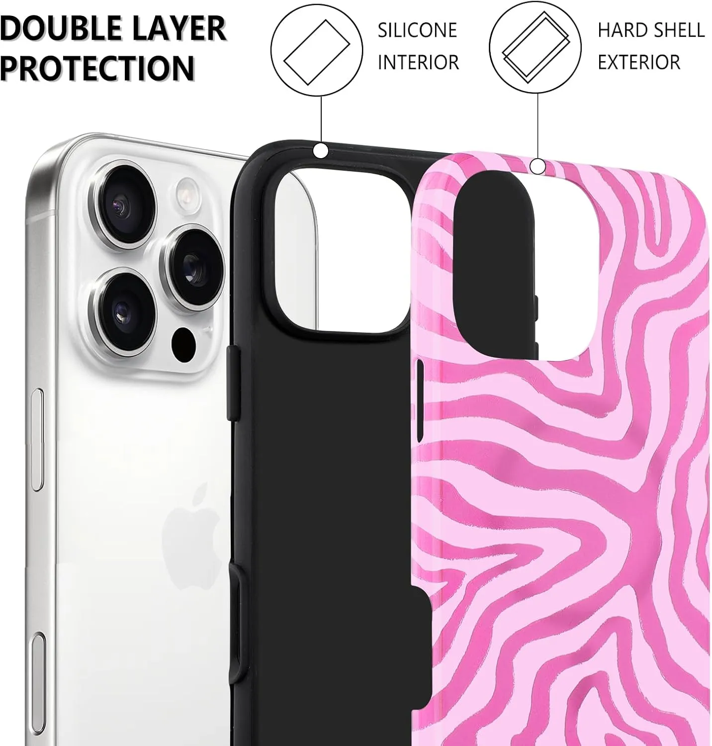 SAKUULO Magnetic for iPhone 16 Pro Max Pink Ocean Waves Print Pattern [Compatible with MagSafe] Wireless Charge Strengthen Protection Cover, Pink Ocean Waves (6.9")