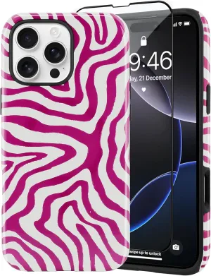 SAKUULO Magnetic for iPhone 16 Pro Max Red Ocean Waves Print Pattern [Compatible with MagSafe] Wireless Charge Strengthen Protection Cover, Red Ocean Waves (6.9")