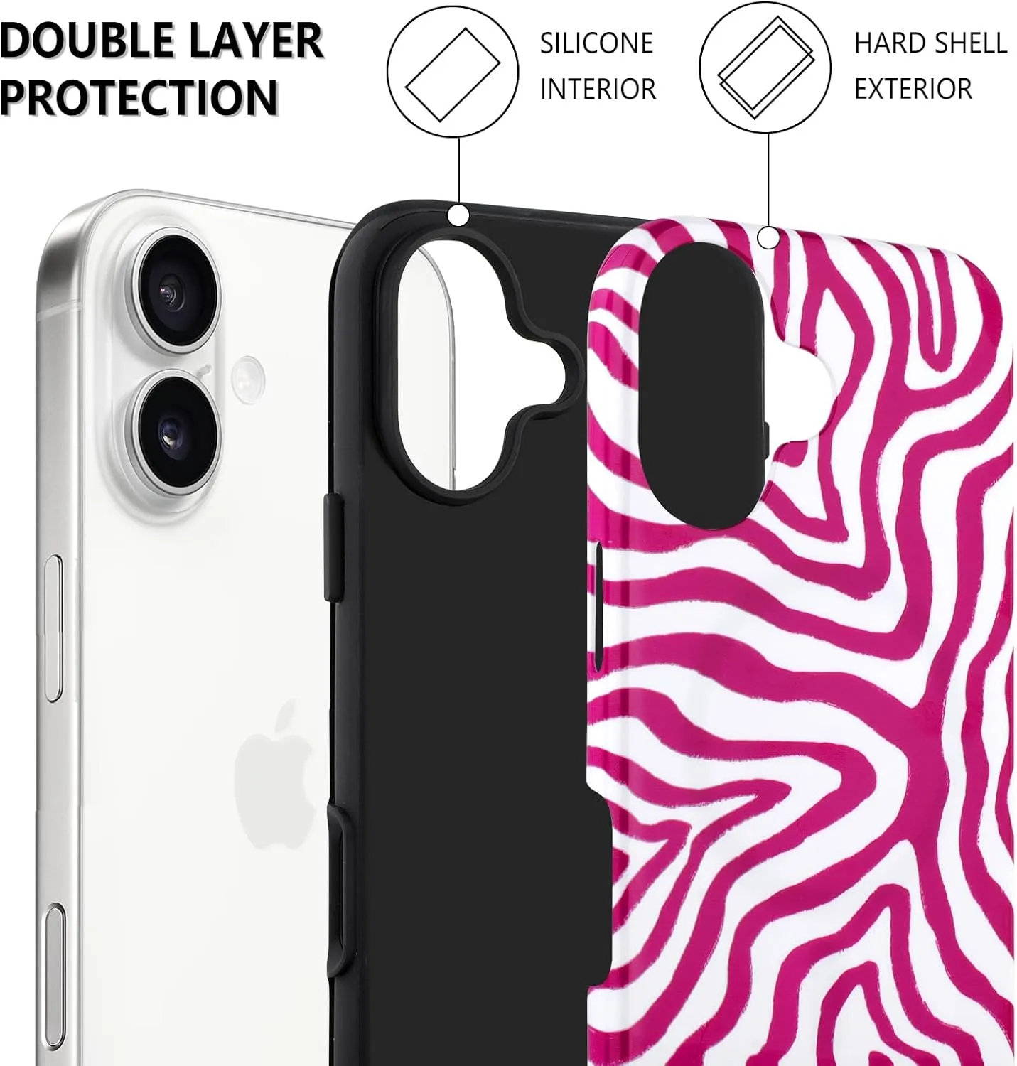 SAKUULO Magnetic for iPhone 16 Red Ocean Waves Print Pattern [Compatible with MagSafe] Wireless Charge Strengthen Protection Cover, Red Ocean Waves (6.1")