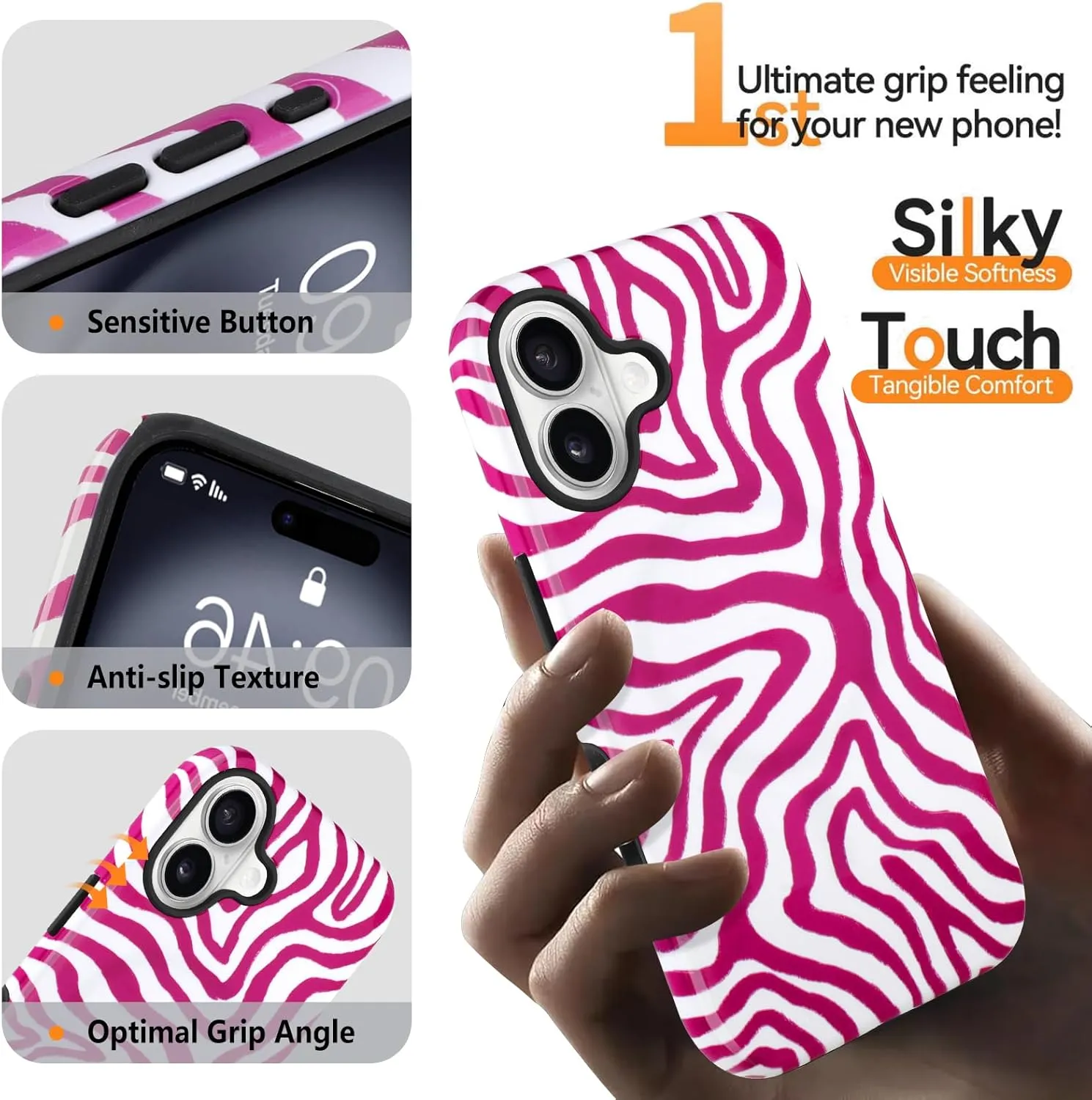 SAKUULO Magnetic for iPhone 16 Red Ocean Waves Print Pattern [Compatible with MagSafe] Wireless Charge Strengthen Protection Cover, Red Ocean Waves (6.1")